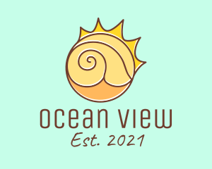 Sun Beach Sea Shell  logo design