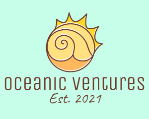 Sun Beach Sea Shell  logo design