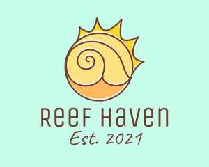 Sun Beach Sea Shell  logo design