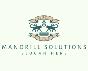 Mandrill - Wildlife Monkey Conservation Banner logo design