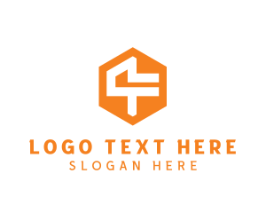 Gold Hexagon - Industrial Hexagon Number 4 logo design