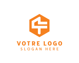 Construction - Industrial Hexagon Number 4 logo design