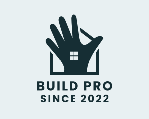 Housekeeping - House Builder Hand logo design