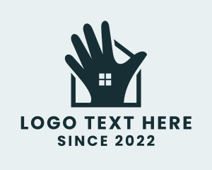 Real Estate - House Builder Hand logo design