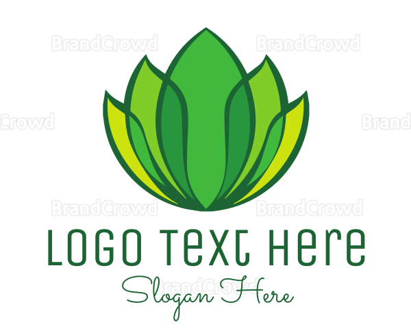 Green Yellow Leaf Lotus Logo