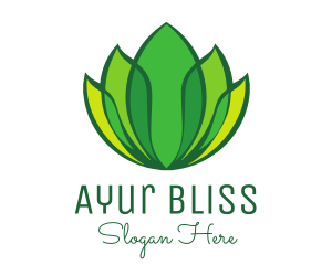 Ayurveda - Green Yellow Leaf Lotus logo design