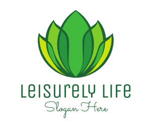 Green Yellow Leaf Lotus logo design