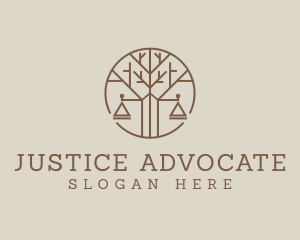 Prosecutor - Tree Lawyer Scale logo design
