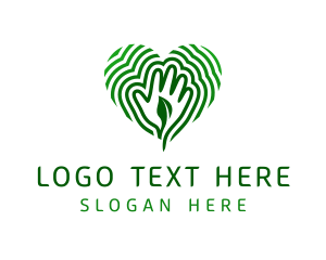 Leaf - Natural Heart Hand logo design