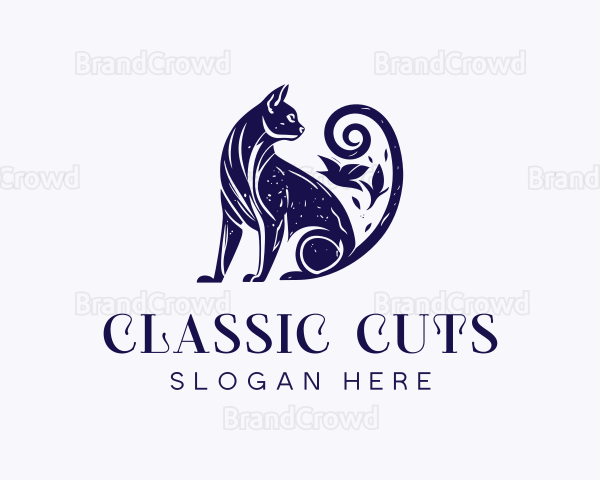 Artistic Blue Purple Cat Logo