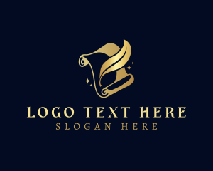 Scroll - Novel Feather Quill logo design