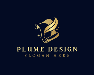 Plume - Novel Feather Quill logo design