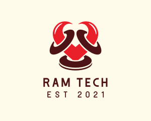 Ram Heart Horns Rings logo design