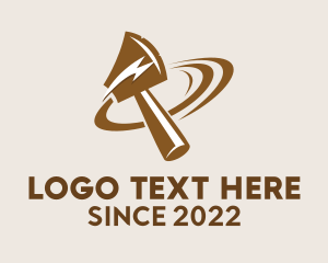 Lumber Jack - Brown Electric Axe logo design