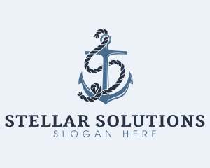 Anchor Rope Letter S logo design