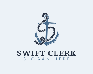 Anchor Rope Letter S logo design