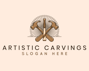 Hammer Chisel Woodwork logo design