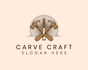 Carve - Hammer Chisel Woodwork logo design