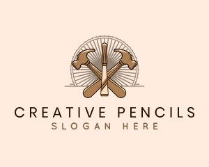 Hammer Chisel Woodwork logo design