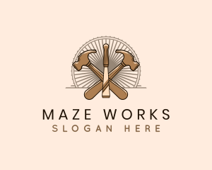 Hammer Chisel Woodwork logo design