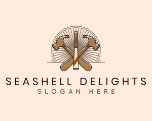 Hammer Chisel Woodwork logo design