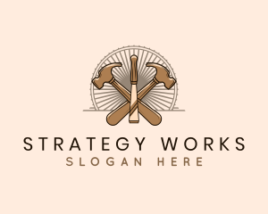 Hammer Chisel Woodwork logo design