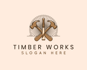 Timber - Hammer Chisel Woodwork logo design