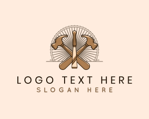 Carving - Hammer Chisel Woodwork logo design