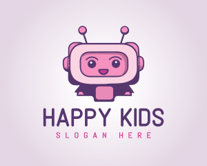 Pink Cute Robot Bot logo design