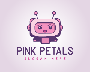 Pink Cute Robot Bot logo design