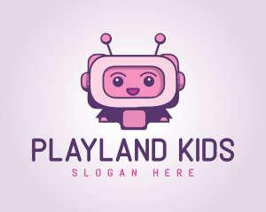 Pink Cute Robot Bot logo design