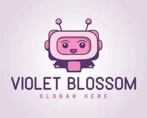 Pink Cute Robot Bot logo design