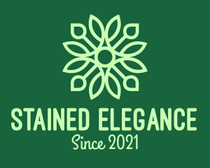 Green Floral Stained Glass logo design