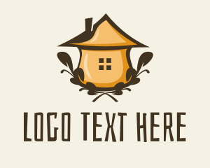 Homecooking - Brown Leaves Hut logo design