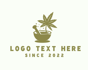 Mortar - Marijuana Herbal Plant logo design