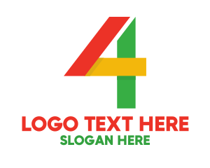 Interior Designing - Colorful Geometric Number 4 logo design