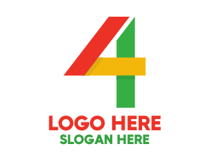 Colorful Geometric Number 4 Logo