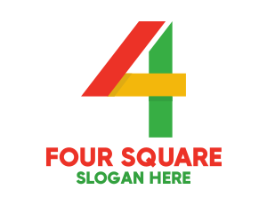 Four - Colorful Geometric Number 4 logo design