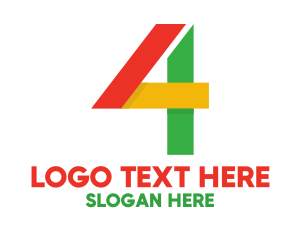 Colorful Geometric Number 4 Logo