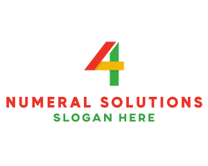 Numeral - Colorful Geometric Number 4 logo design