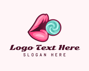 Eating - Lips Candy Treat logo design