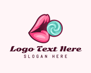 Lollipop - Lips Candy Treat logo design