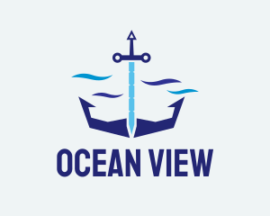 Sword Sea Anchor logo design