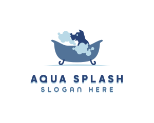 Bathing - Dog Bath Grooming logo design