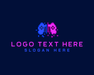 Virtual - Pixel Controller Glitch logo design