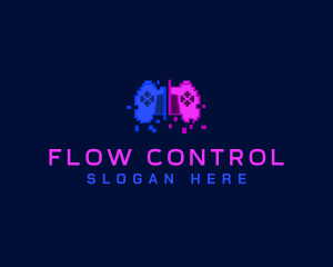 Pixel Controller Glitch logo design