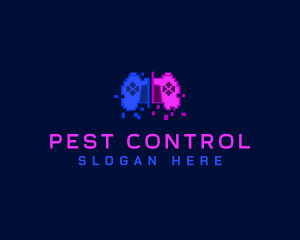 Pixel Controller Glitch logo design