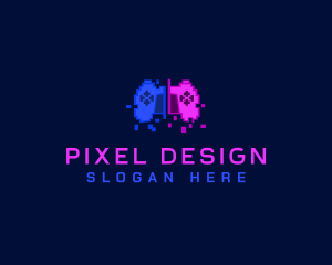 Pixel Controller Glitch logo design