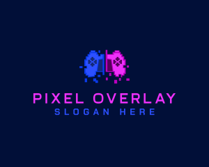 Pixel Controller Glitch logo design