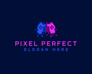 Pixel Controller Glitch logo design